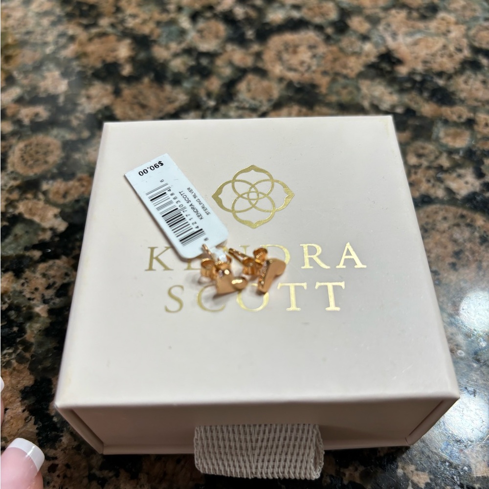 Kendra Scott Ari Heart Earrings, 18K Rose Gold Vermeil, NWT